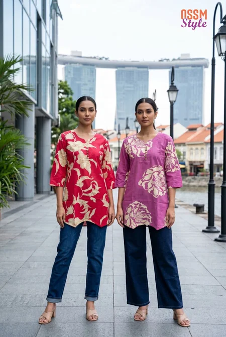Ossm Style 198 Cotton Printed Casual Ladies Short Top Collection